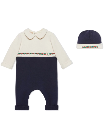 Gucci Babies' Interlocking G Gift Set In Beige+blu