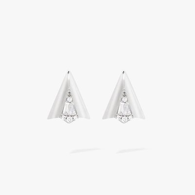 Annoushka Flight 18ct White Gold Arrow Diamond Stud Earrings In Metallic