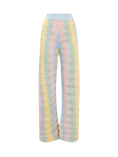 Casablanca Striped Flared High-rise Cotton-knit Trousers In Multicolor