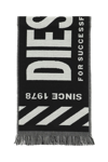 Diesel S-bisc Logo-woven Wool-blend Scarf In Black,white