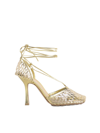 Bottega Veneta 90mm Macrame Metallic Ankle-wrap Pumps In Gold