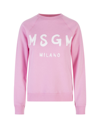 Msgm Logo-print Crew Neck Sweatshirt In Rosa