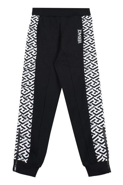 Young Versace Kids' Logo Embroidery Sweatpants In Black