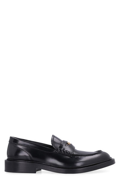 Versace Leather Loafers In Black