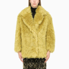 Becagli Yellow Fur Effect Coat In Mohair Beacagli Woman In Yellow