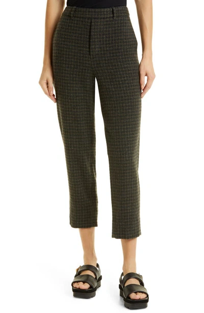 Vince Textured Plaid Cotton Blend Trousers In Azure Check