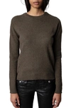 Zadig & Voltaire Cici Patch Cashmere Crewneck Sweater In Brown