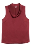 Vince Camuto Hammered Satin Sleeveless Cowl Neck Top In Crisp Merlot