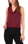 Vince Camuto Hammered Satin Sleeveless Cowl Neck Top In Crisp Merlot