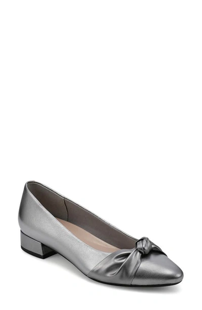 Easy Spirit Women's Eflex Caster Slip-on Block Heel Dress Pumps In Silver