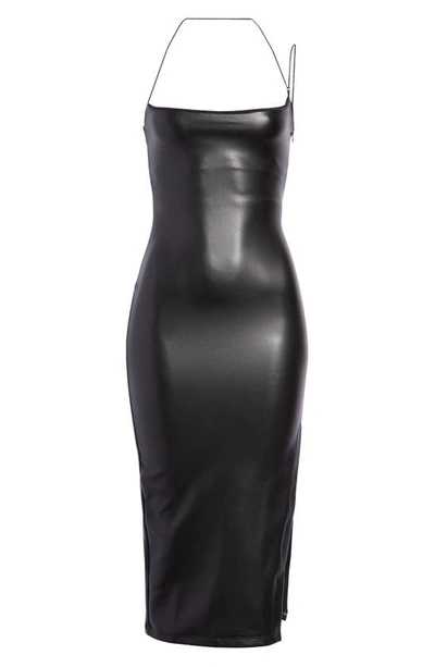 Alix Nyc Rocco Strappy Halter Neck Faux Leather Dress In Black