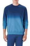 Bugatchi Dip Dye Long Sleeve Cotton Sweatshirt In Night Blue