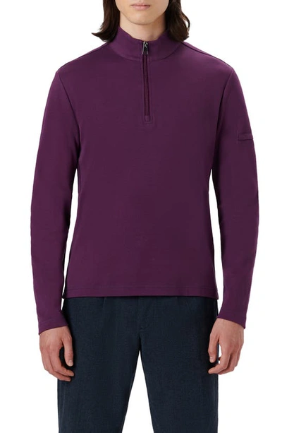 Bugatchi Men's Mixed Nylon Knit Quarter-zip Sweater In Plum