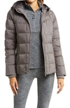 Zella Responsible Down Hooded Jacket In Grey Kitten