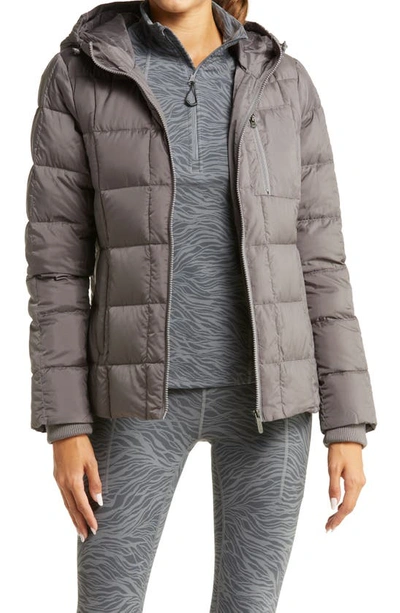 Zella Responsible Down Hooded Jacket In Grey Kitten