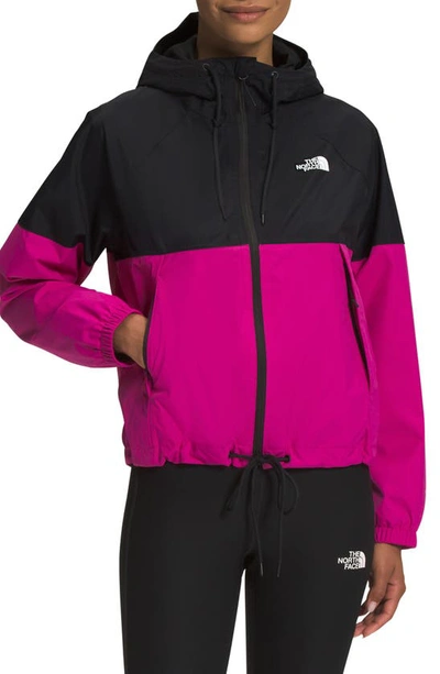 The North Face Antora Waterproof Rain Jacket In Tnf Black/ Fuschia Pink