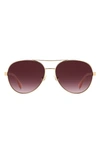 Kate Spade Averie 58mm Gradient Aviator Sunglasses In Red Gold / Burgundy Shaded