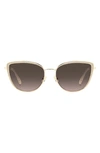 Kate Spade New York Staci 56mm Gradient Cat Eye Sunglasses In Gold / Brown Gradient