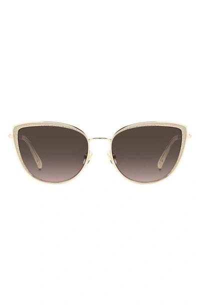 Kate Spade Staci 56mm Gradient Cat Eye Sunglasses In Gold / Brown Gradient