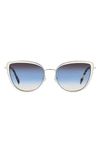 Kate Spade Staci 56mm Gradient Cat Eye Sunglasses In Palladium / Brown Blue