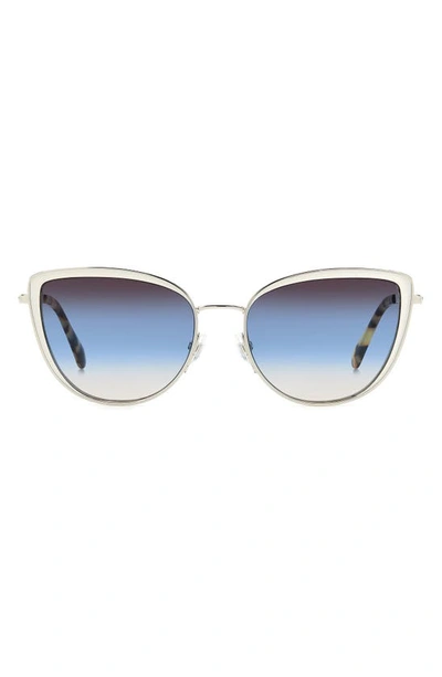 Kate Spade Staci 56mm Gradient Cat Eye Sunglasses In Palladium / Brown Blue