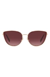 Kate Spade Staci 56mm Gradient Cat Eye Sunglasses In Red Gold / Burgundy Shaded