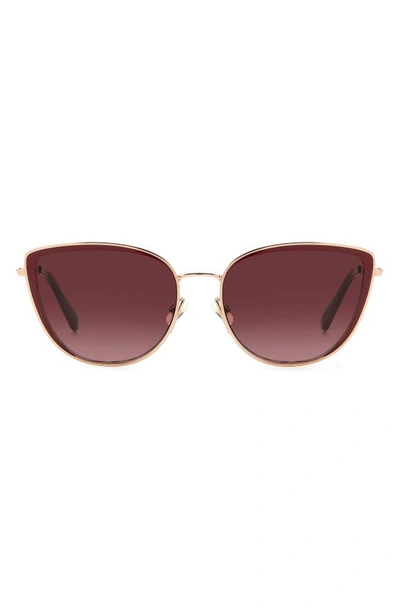 Kate Spade Staci 56mm Gradient Cat Eye Sunglasses In Red Gold / Burgundy Shaded