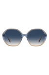 Kate Spade Waverly 57mm Gradient Round Sunglasses In Blue / Blue Grad Pink