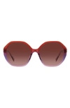 Kate Spade Waverly 57mm Gradient Round Sunglasses In Red / Burgundy Shaded