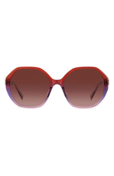 Kate Spade Waverly 57mm Gradient Round Sunglasses In Red / Burgundy Shaded