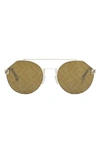 Fendi 52mm Aviator Sunglasses In Shiny Gold / Brown Mirror