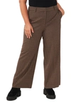 Vince Camuto Plaid Wide Leg Pants In Light Olive