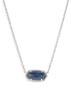 Kendra Scott Elisa Pendant Necklace In Rhodium Blue Dumoitierite