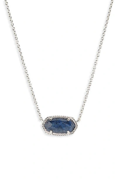 Kendra Scott Elisa Pendant Necklace In Rhodium Blue Dumoitierite