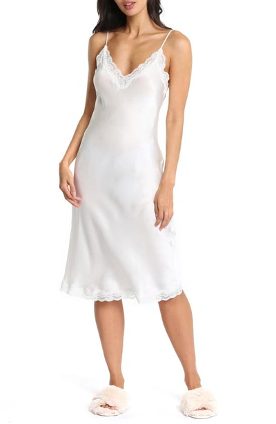 Papinelle Camille Lace Trim Silk Nightgown In Ivory