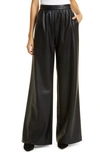 TOCCIN FAUX LEATHER WIDE LEG TROUSERS