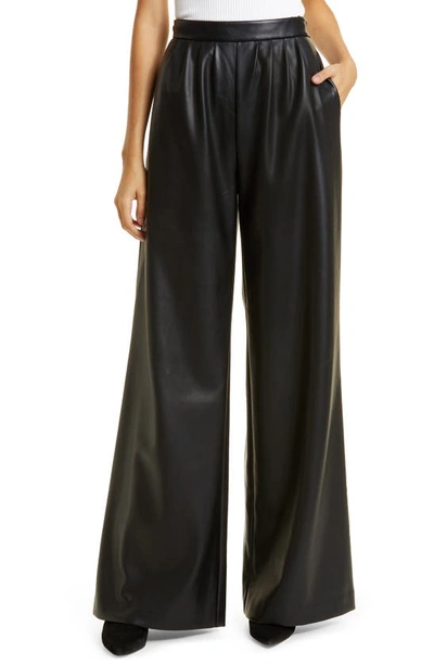 Toccin Faux Leather Wide Leg Trousers In Jet