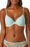 On Gossamer Next To Nothing Micro T-shirt Underwire Bra In Sage Mist