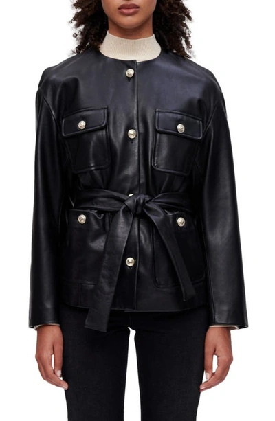 Maje 4-pocket Leather Jacket In Black