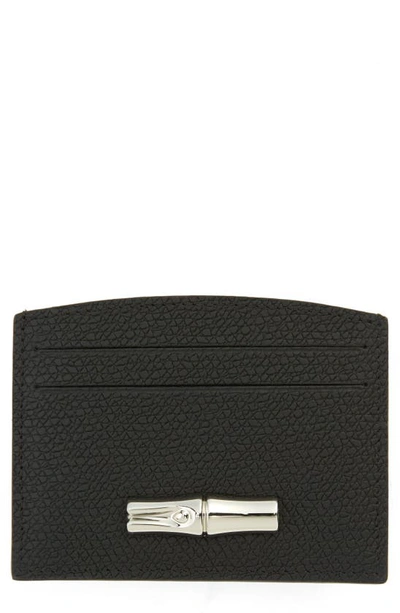 Longchamp Roseau 4-slot Leather Card Case In Black