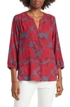 Nydj High-low Crepe Blouse In Roxbury Blooms