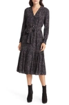Rails Beatrice Long Sleeve Midi Shirtdress In Charcoal Abstract Animal