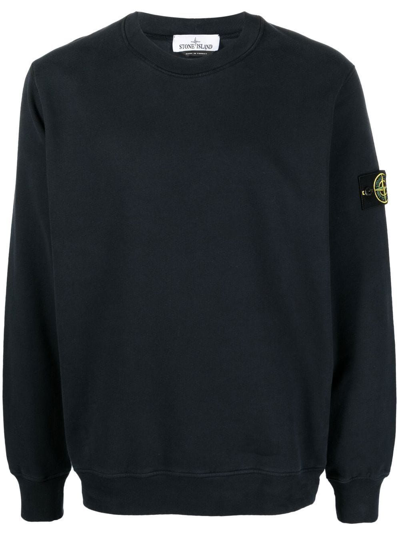 Stone Island Blue Cotton Crewneck Sweatshirt