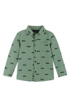 Andy & Evan Kids' Piqué Knit Button Front Shirt In Green Racecar