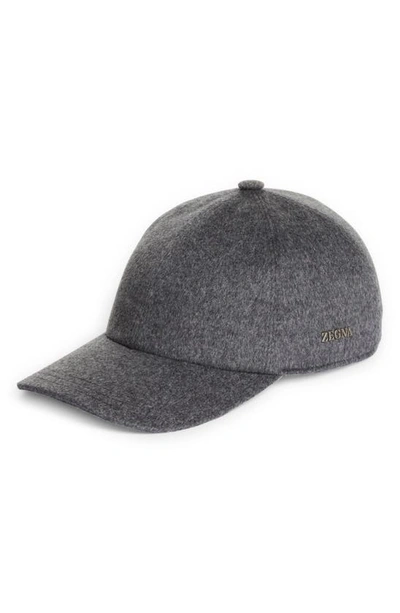 Zegna Dark Grey Oasi Cashmere Baseball Cap In Gris Foncé