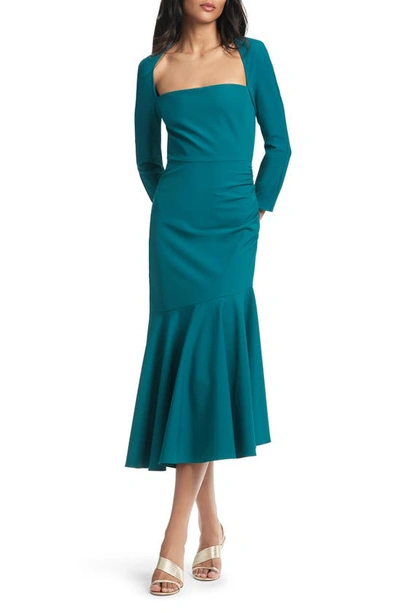 Sachin & Babi Sharlize Long Sleeve Stretch Crepe Dress In Green