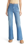 Askk Ny Brickhouse Wide Leg Mid Rise Jean In Harbor In Dynomite
