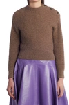 Bottega Veneta Chevron Alpaca Sweater With Button Shoulder In Riverbed