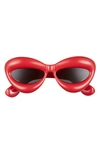 Loewe Injected 55mm Cat Eye Sunglasses In Shiny Red / Smoke