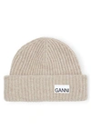 Ganni Structured Ribbed Beanie In Brazilian Sand